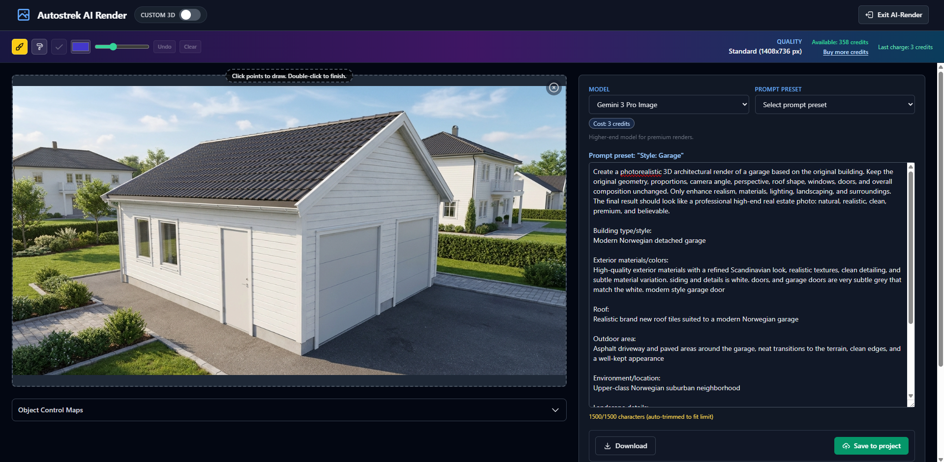 En AI-generert illustrasjon av garasjen. Illustrasjoner erstatter ikke måltegninger.
